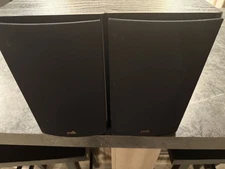 Pair Of Polk Audio Model T15 Black Bookshelf Speakers With Grills Read