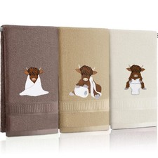 Highland Cow Hand Towels Set for Bathroom Kitchen Decor Gift Ideas
