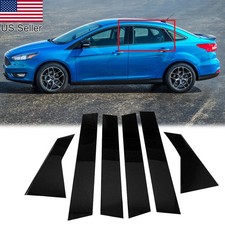 6pcs Glossy Black Pillar Post Door Window Covers For 2012-19 Ford Focus 4dr5dr