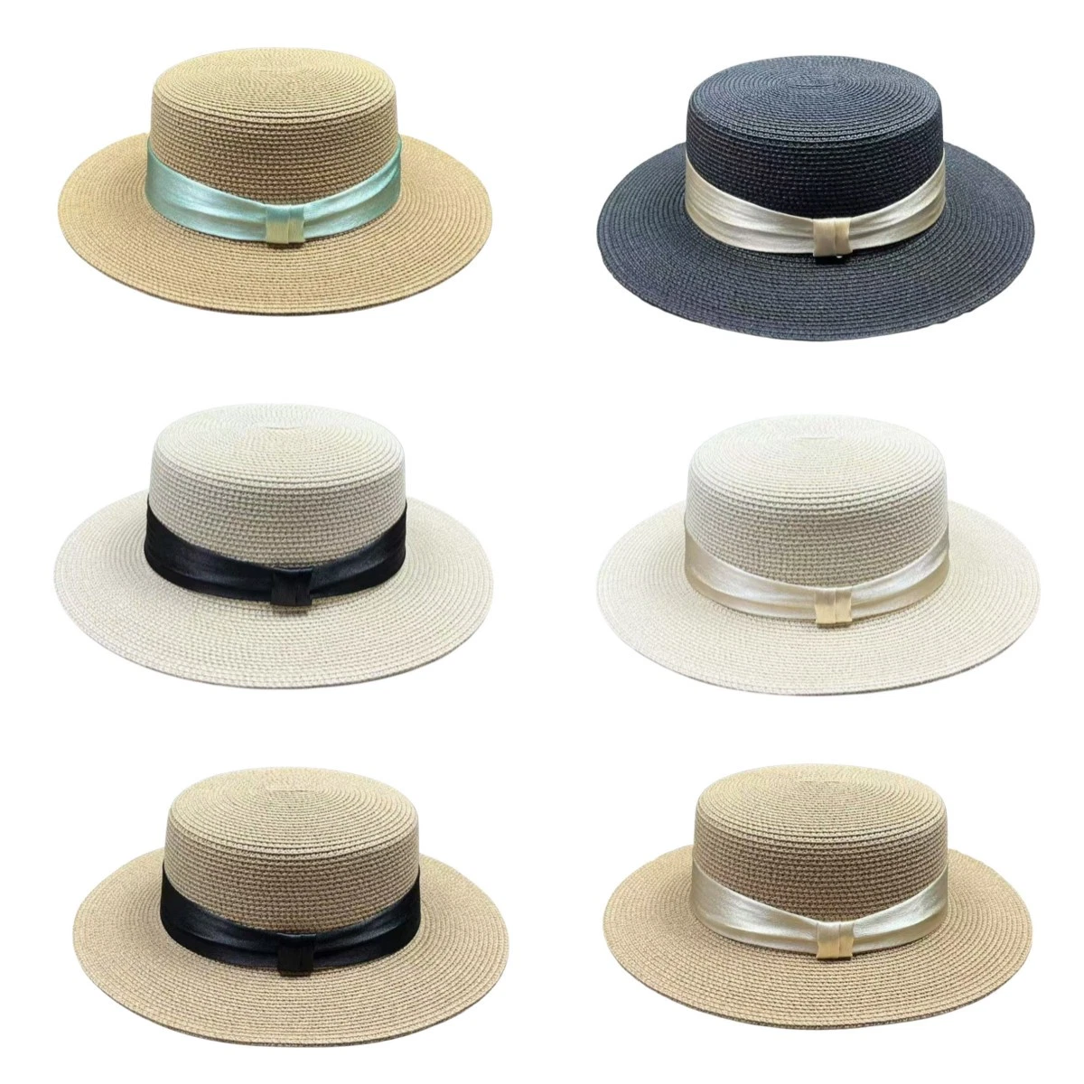 Women's Flat Top Satin Ribbon Straw Hat Wide Brim Summer Beach Outdoor Sun Cap
Opens in a new window