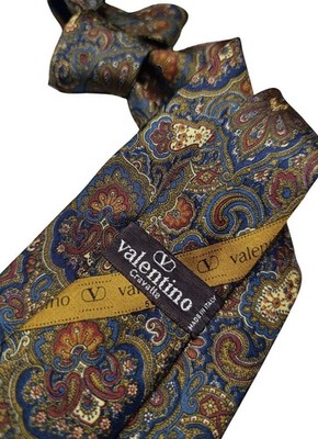 Valentino Vintage Krawatte Seide Blumenmuster Mehrfarbig Selten Stück Handarbeit Krawatt