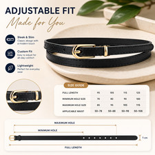 Women's Genuine Leather Skinny Belt Thin Alloy Pin Buckle Waist Belt for Jeans