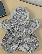 HOLLAND BOONE Polished Pewter Gingerbread Man Christmas Cookie Plate