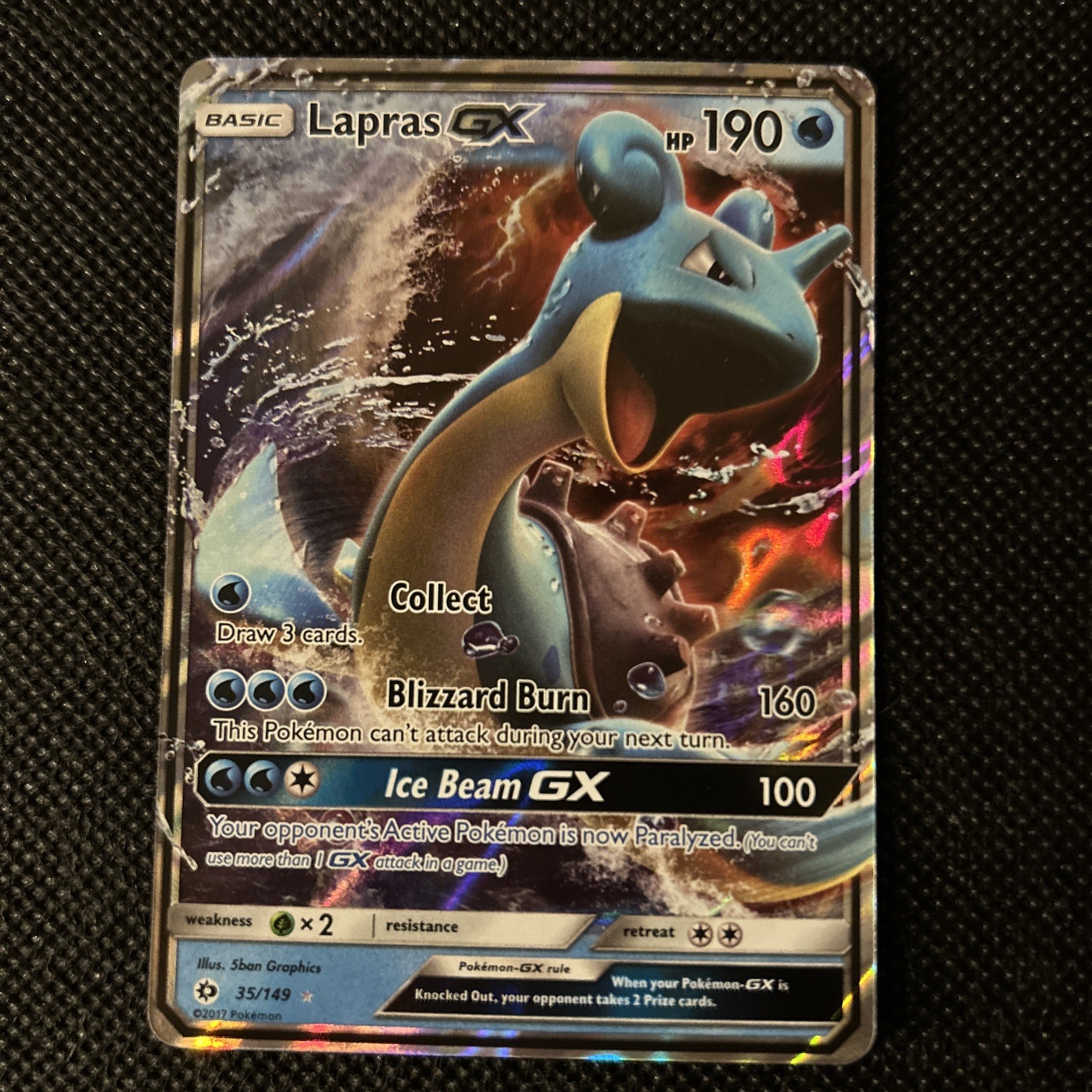 Pokémon TCG Lapras GX Holo Ultra Rare Card Sun & Moon Base Set 35/149 MINT