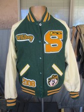 Shorecrest High School Letterman Varsity Jacket, Swimming, Leather Sleeves
