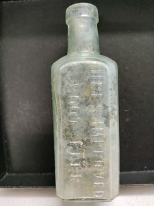 Antique HIRES Improved Root Beer 1890 Aqua Glass Bottle "Makes 5 Gallons"