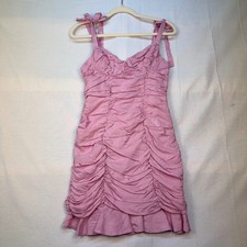 ASTR The Label Pink Lilac Ruched Tie Shoulder Mini Dress ACDR100853B Small