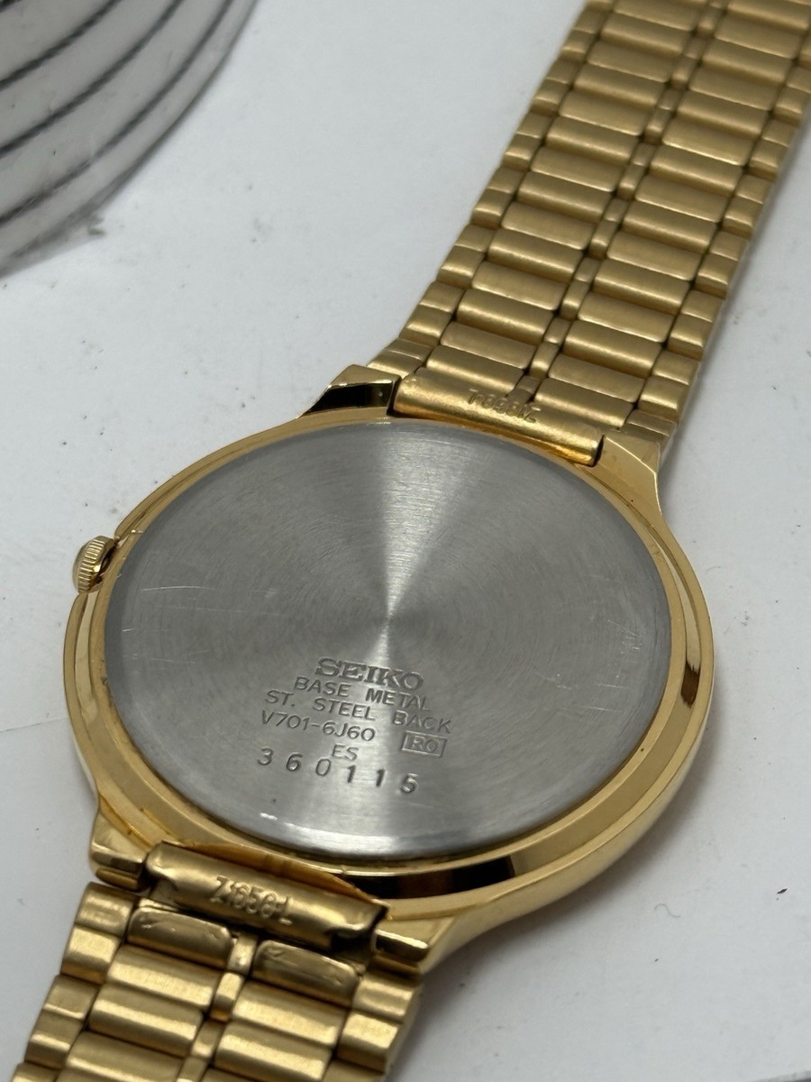Seiko SX V701-6J60 Rare Vintage Men Watch Roman Numeral Black Dial