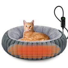 Heated Cat Beds for Indoor Cats and Small Dogs, 20" Cozy Donut Heated Pet Bed...