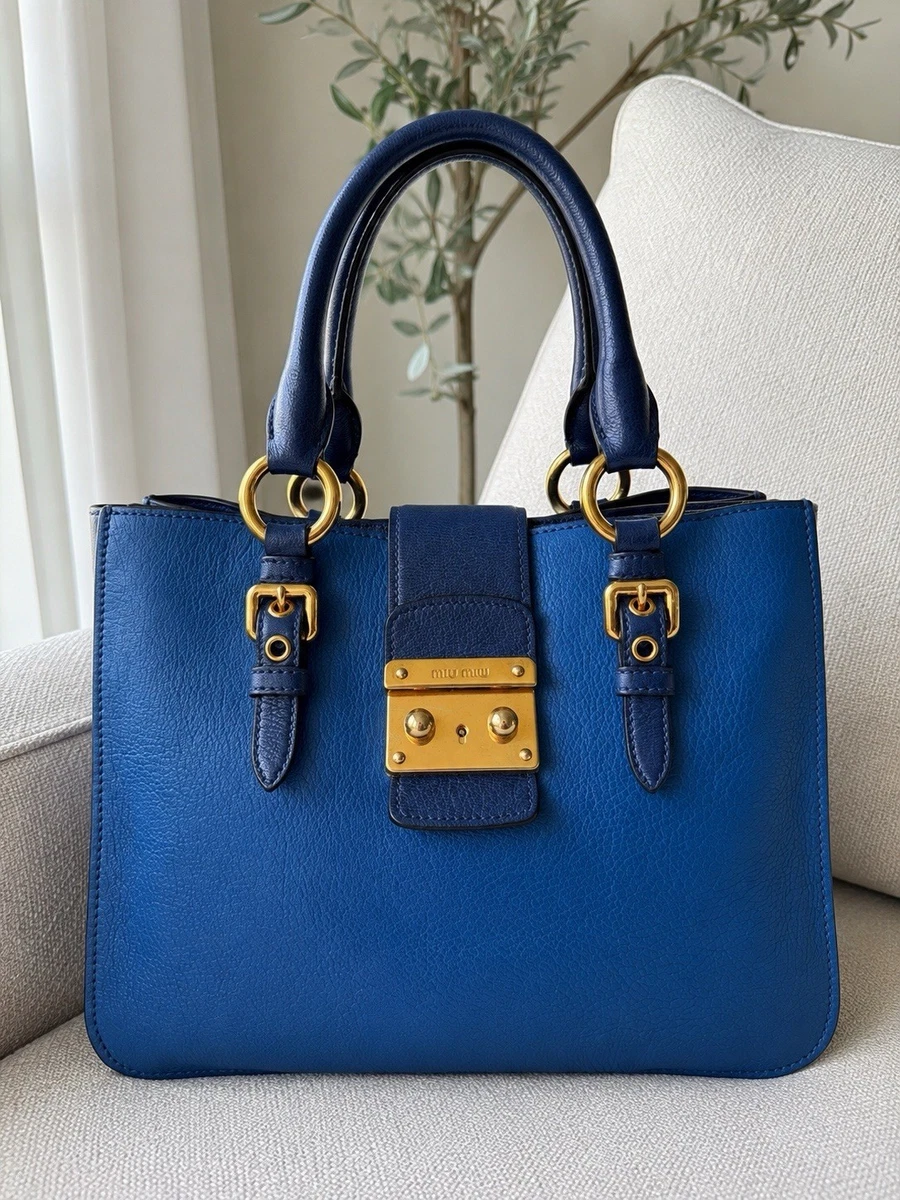 Blue Leather Exterior Miu Miu Bags & Handbags for Women for sale
