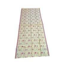 Melange Ethnic Indian Block Print Gold Floral Semi Sheer Tablecloth 95" X 42"