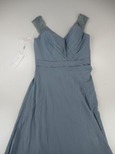 JJ  s House Dusty Blue Chiffon Floor Length Dress See Measurements