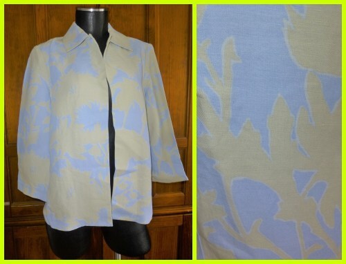 NwT SIGRID OLSEN Linen blend Printed Open Front Light Coat JACKET sz 8 - Picture 1 of 8