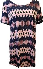 Francescas Womens sz Medium Lined Shift Dress Pink Geo Print Modern $44 New NWT