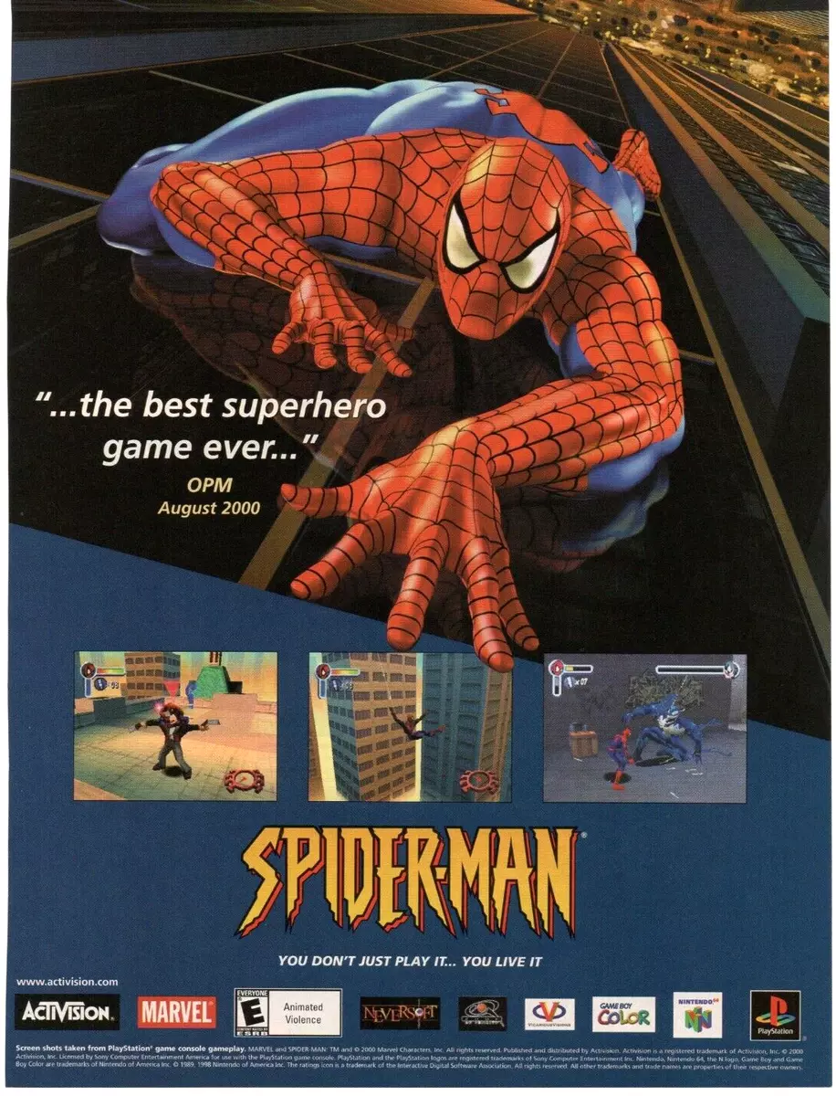 2000 Spider-Man N64 PS1 GBC Print Ad/Poster Official Marvel Video