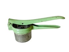 1930s Green Metal Potato Ricer Masher Made in USA 1930s Kitchen Decor