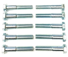 3/8-16 x 2" ZINC HEX HEAD SCREWS PARTIAL THREAD  GRADE 5 - PACK OF 10 PIECES