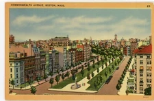 BOSTON MASSACHUSETTS MA "COMMONWEALTH AVENUE" UNUSED LINEN POSTCARD