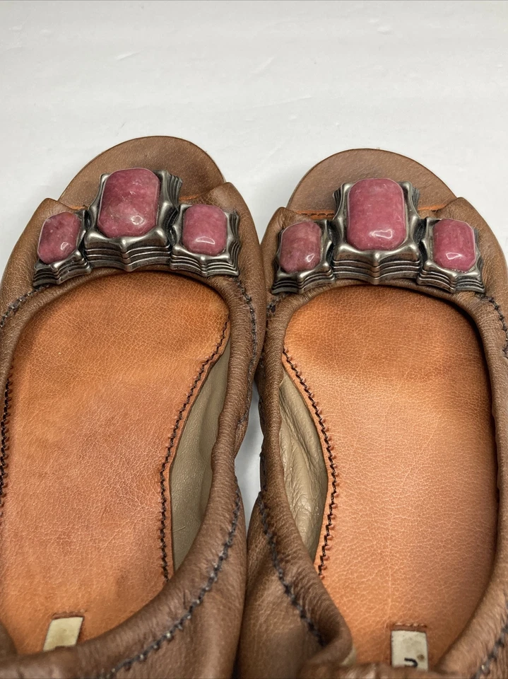 Mujer Talla 36/ US 5 Miu Miu Zapatillas Cuero Navajo Plata Herrajes Foto 3 de 4