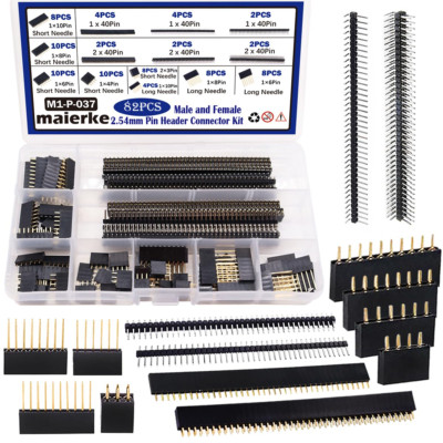 82PCS 2.54Mm Pitch Male and Female Pin Header Connector Assortment Kit, Stackabl