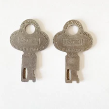 2 Vintage CORBIN CABINET LOCK CO Trunk Keys CAF 1