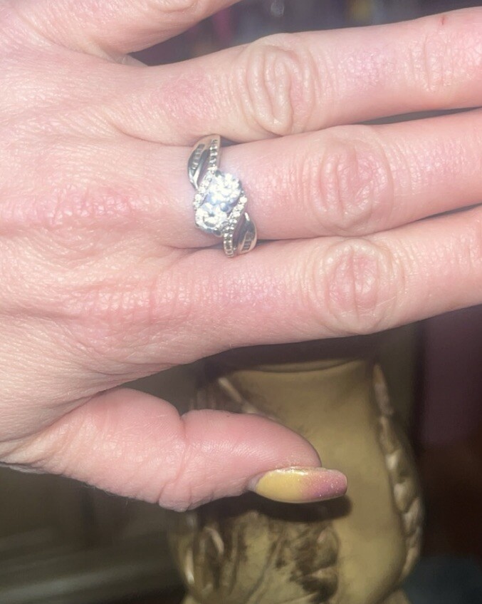 Preowned Untested Silver Diamond Ring Stamped SUN… - image 10