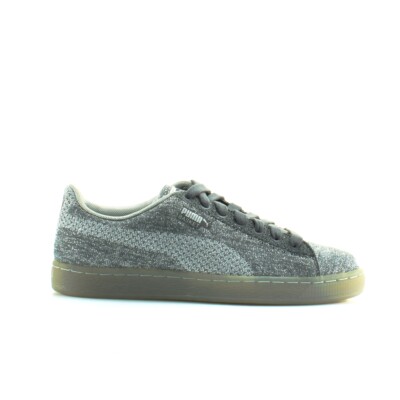 Puma Basket Knit Mens Metallic Silver Trainers | eBay UK