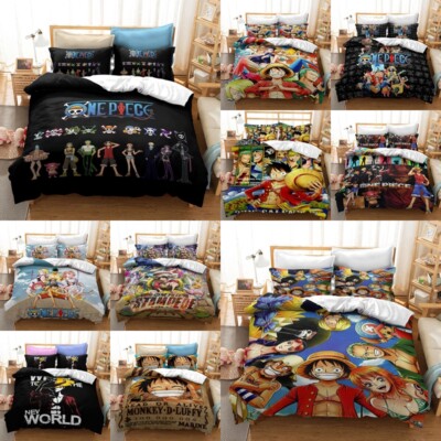 3D One Piece Monkey D Luffy Quilt Cover Bettwäsche Set Kissenbezug DE
