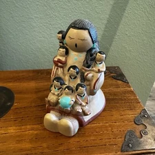 Whitefeather Studios Native American Storyteller- Woman with 7 Children