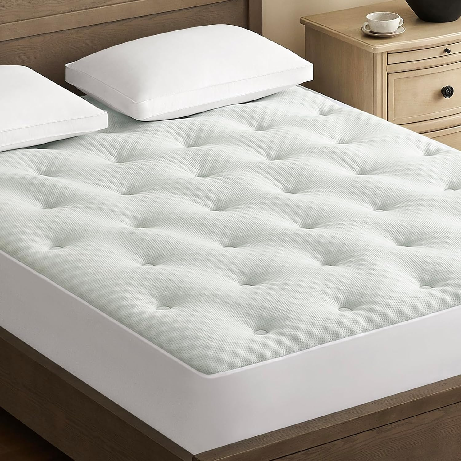 Reversible King Mattress Pad Memory Foam, Bamboo Viscose Egg Crate Mattress Topp