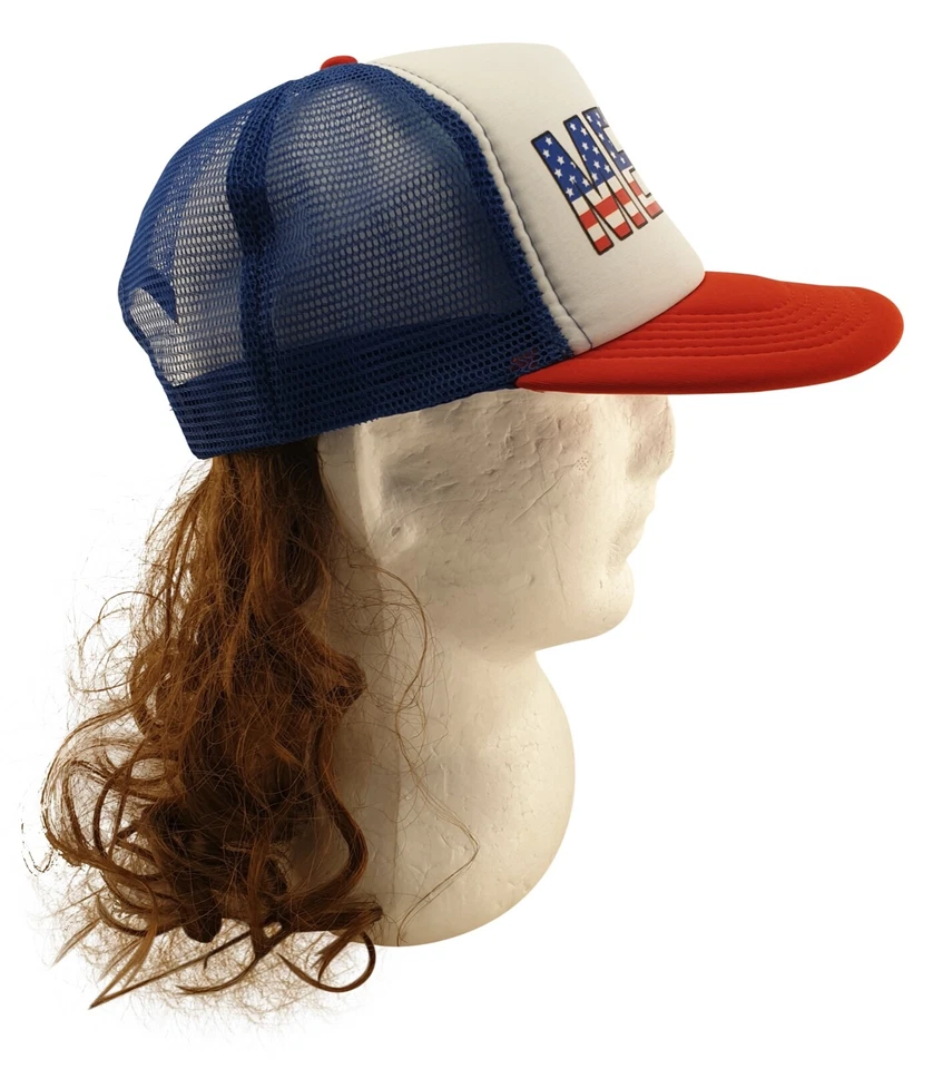 USA Mullet Hat Brown Wig Merica Redneck 4th of July All American Costume - Image 2 of 2
