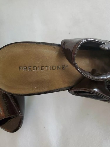 Predictions Patent Leather Slingback Heels Women’s Open Toe Dark Brown Sz 11 - Picture 3 of 10