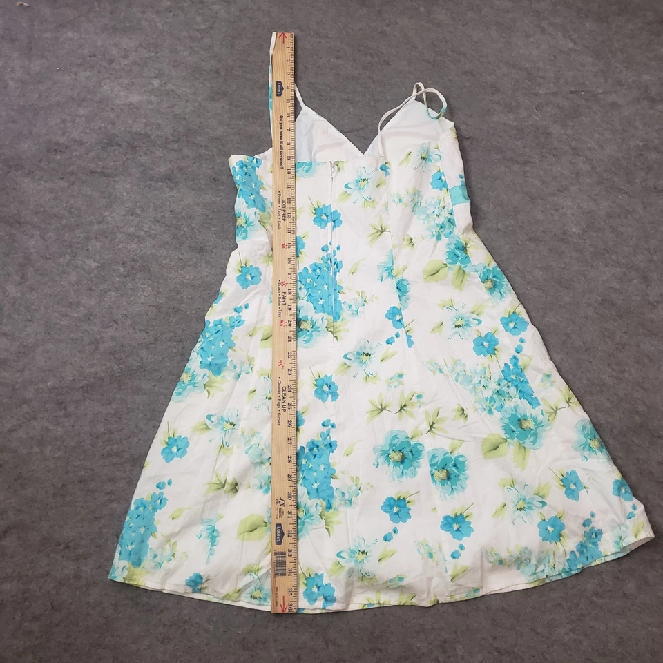 Vestido City Triangles Mujer 11 Blanco Azul Aline Tank Corto Floral Cuello en V Damas Foto 3 de 4