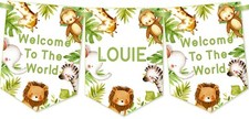 Safari Jungle New Baby Bunting,Personalised Welcome To The World Banner
