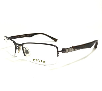 Orvis Eyeglasses Frames Taconic GUNM Gunmetal Gray Brown Rectangle 54-18-140