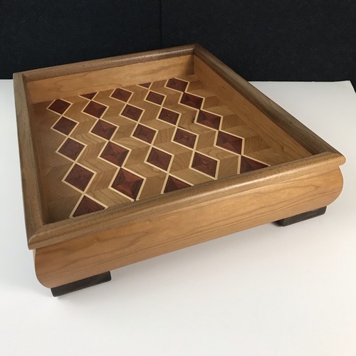 Handmade Wood Tray Solid Maple And Walnut Wood. Unique Home Decor New/unused - Picture 4 of 15