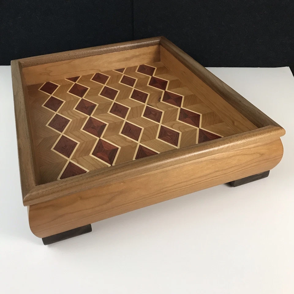 Handmade Wood Tray Solid Maple And Walnut Wood. Unique Home Decor New/unused - Image 4 of 4