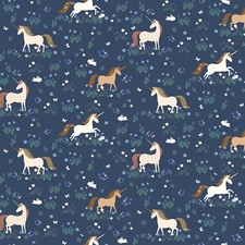  Yard Unicorns On Blue, Twilight By Dear Stella 3.99 Ships ANY Amount Of Fabric