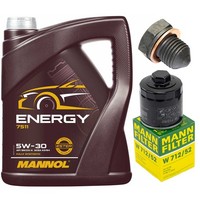 MotoröL Filter Set Mannol 5W-30 5 Liter + Schraube FüR VW Lupo 1.0