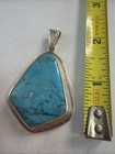 Vintage Native American Sterling Silver Turquoise Slab Pendant Statement  F27 — photo 3