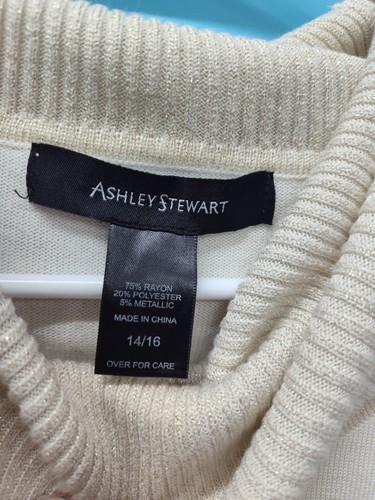 Ashley Stewart Women's Turtleneck Sweater Shoulder Open Long Sleeve Beige 14/16 - Picture 7 of 8