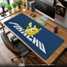 Pikachu Mouse Pad, Bold Pok mon Logo Gamer Desk Mat, Anime Mouse Pad, Desk Mat