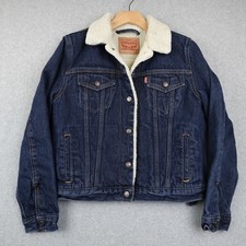 Levi Strauss Kids Sherpa Lined Denim Jacket Size M w/Stains on Sherpa