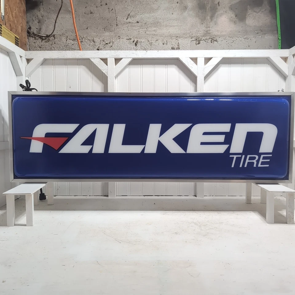 Vintage Falken Tire Sign Dealer 2 Sided Light Up 36"X12"X6" - Image 2 of 4