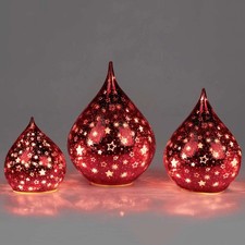 Deko-Tropfen 15, 20 o. 23 cm Sterne-Rot LED-Licht Glas formano Weihnachtsdeko