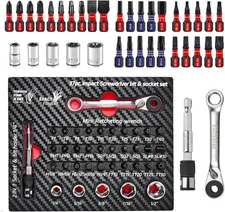 37Pieces Impact Screwdriver Bit & Socket Set with Mini Ratcheting Wrench, 30Pcs 