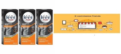 Veet Men Hair Removal Cream 50g × 3 Pack   Body Care Depilatory Cream   New