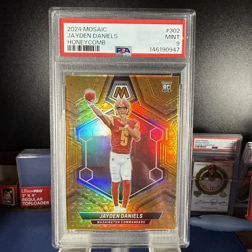 2024 Mosaic Football Jayden Daniels Honeycomb SP Rookie Card #302 Graded PSA 9