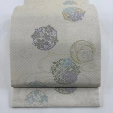 Obi FUKURO OBI Good Condition Masterpiece Summer Obi Silk Hanamaru Pattern Kanze