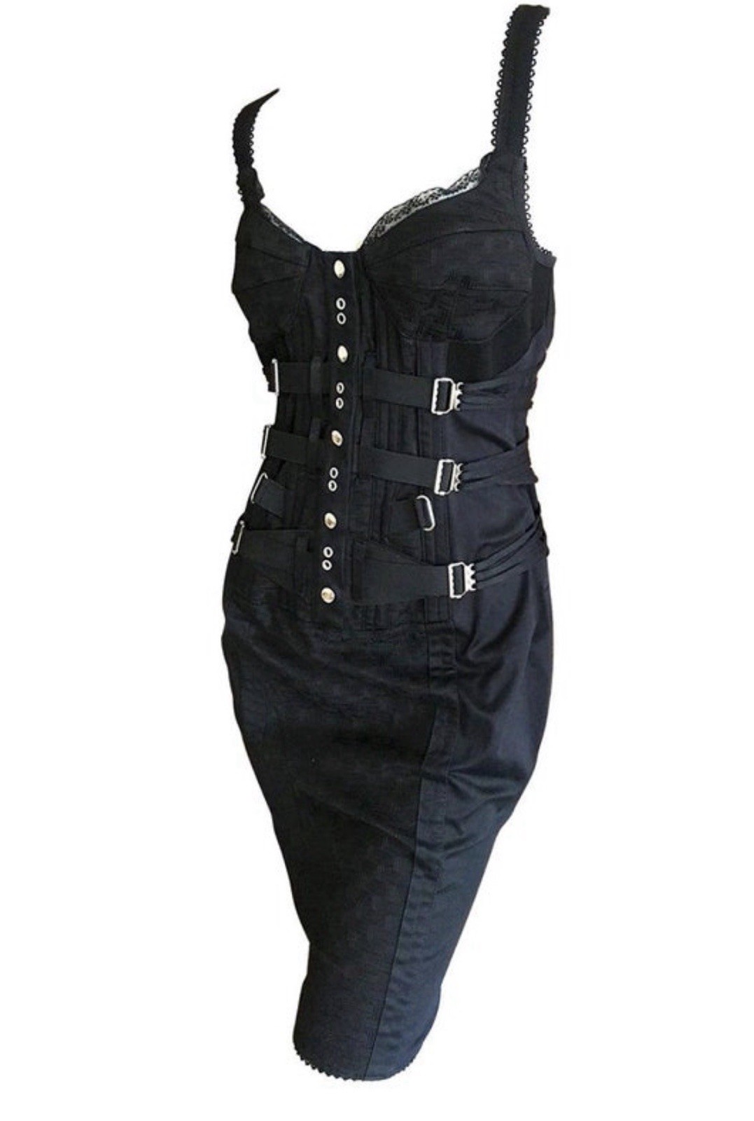 D&G By DOLCE & GABBANA Rare Vintage Spring 2004 Corset Buckle Bondage Dress S image 5